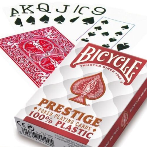 Bicycle karte "PRESTIGE" 100% plastic poker size jumbo index - red