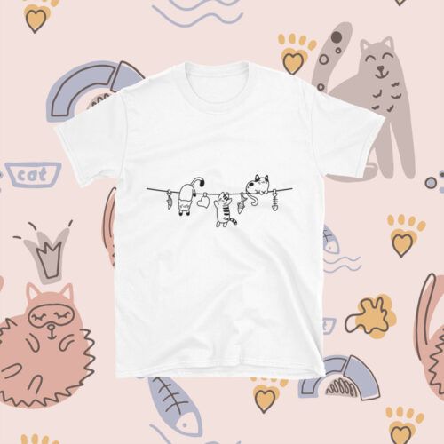 Seamless Pattern With Cute Funny Cats. Vector Illustration. It Can Be Print And Used As Wallpaper, Packaging, Wrapping Paper, Fabric And Etc.
